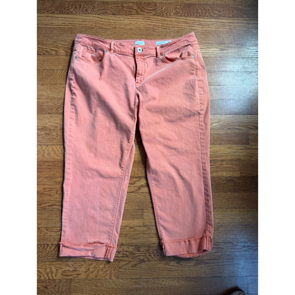 J. Jill Denim Cottagecore Style Cropped Jeans Summer Coral Peach Size 16